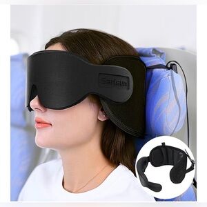 NEW Travel Pillows Airplanes 360° Support Headrest Pillow Eye Mask Flights Car